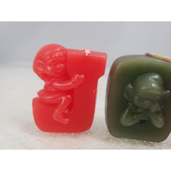 Vintage Elf Pixie Candle JOY Spell Out‎ Lot UNUSED Decor Kitschy Retro Christmas - Picture 2 of 7